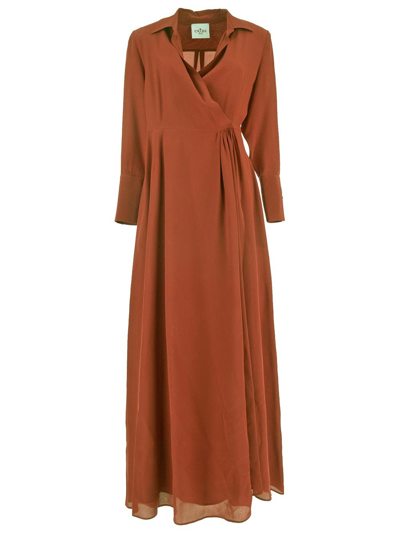 Shop Cri.da Como Long Dress In Brown