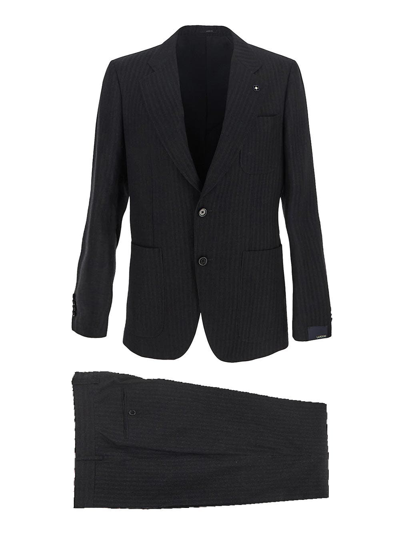Shop Lardini Striped Suit In Grey