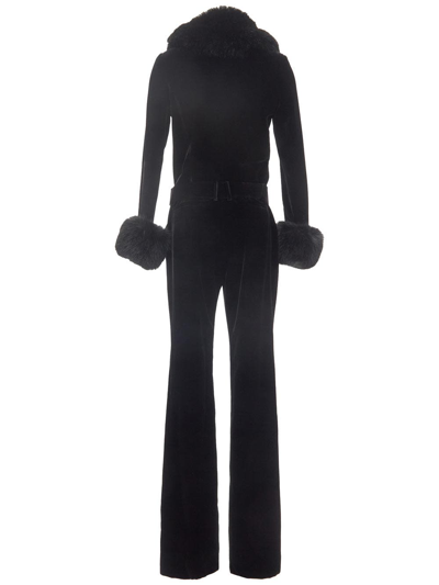 Shop Saint Laurent Velvet Jumpsuit In Black