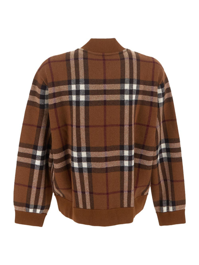 Shop Burberry Knit Check Pullover In Brown