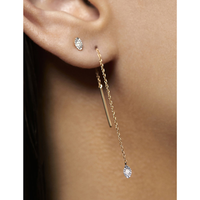 Shop Monica Vinader Women's Gold Siren 14ct Yellow-gold And 0.03ct Diamond Single Threader Earring