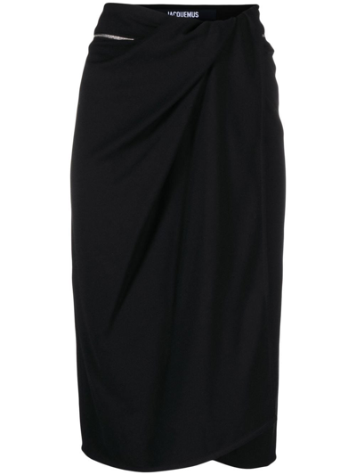Shop Jacquemus Bodri Midi Skirt In Black