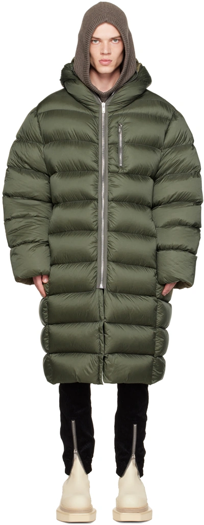Shop Rick Owens Khaki Zip Down Coat In 15 Green