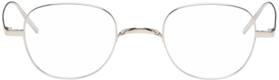 Shop Givenchy Silver Oval Glasses In Shiny Palladium
