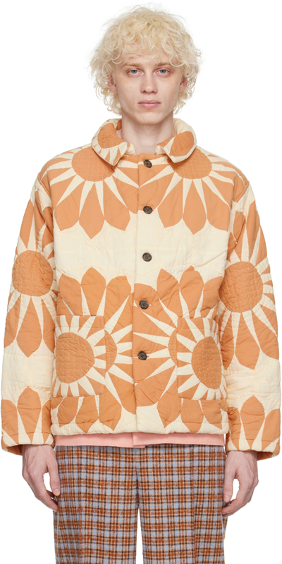 Shop Bode Orange Floral Jacket In Orange Multi