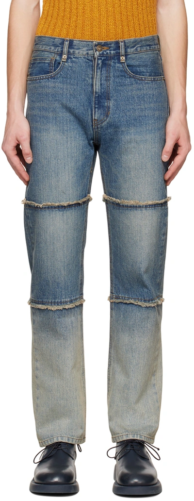 Shop Drae Ssense Exclusive Blue Block Paneled Jeans