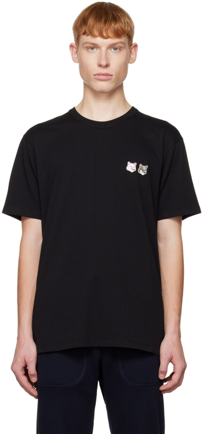 Shop Maison Kitsuné Black Double Fox Head T-shirt In P199 Black
