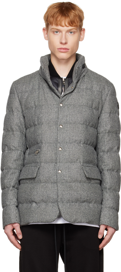 Moncler Men's Danthonie Glen Check Down Jacket In Grey | ModeSens