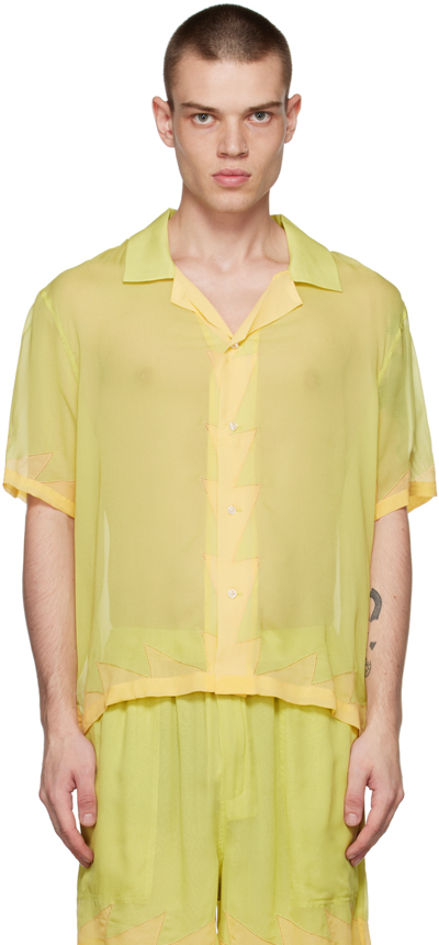 Shop Bode Yellow Deco Zig Zag Shirt In Apctr Apricot Citron