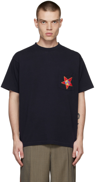 Shop Bode Navy Star T-shirt In Midnt Midnight