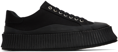 Shop Jil Sander Black Canvas Platform Sneakers In 001 - Black
