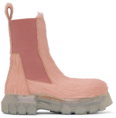 Shop Rick Owens Pink Beatle Bozo Tractor Boots In 830 Dirty Pink/clear
