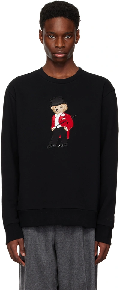 Shop Ralph Lauren Purple Label Black Polo Bear Crewneck In Classic Black