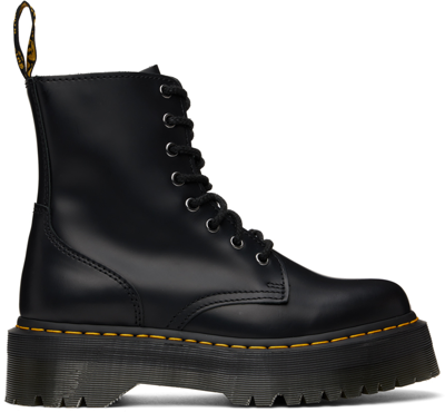 Shop Dr. Martens' Black Jadon Boots In Black Polished Smoot