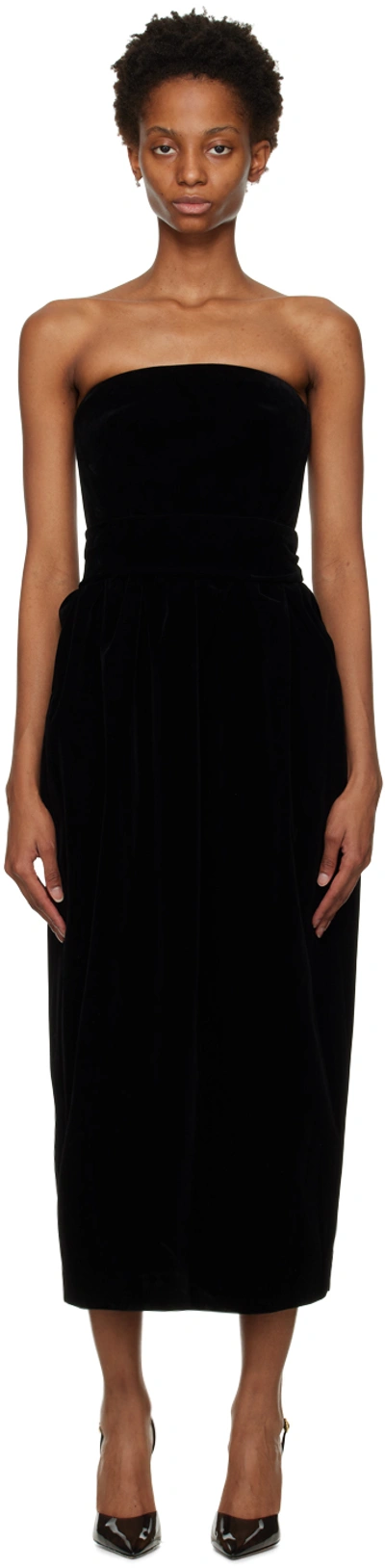 Shop Gia Studios Black Strapless Maxi Dress