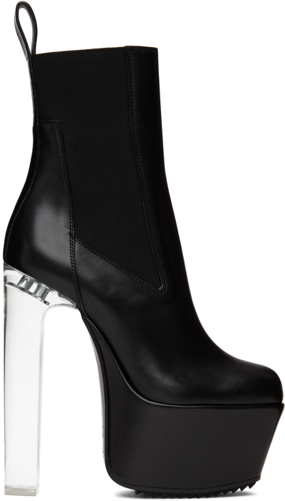 Shop Rick Owens Black Beatle Platform Boots In 90 Black/clear