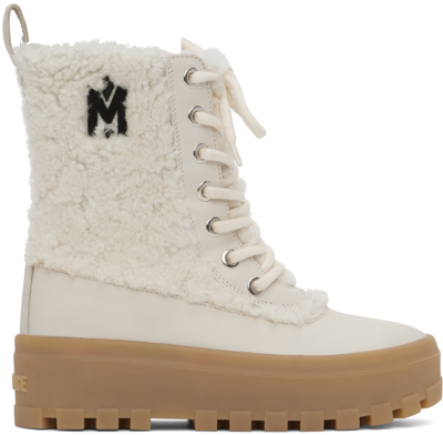 Shop Mackage White Hero Boots In Cream