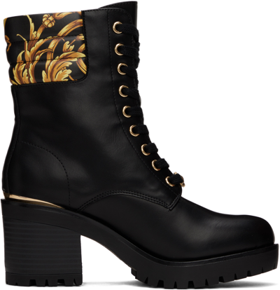 Shop Versace Jeans Couture Black Mia Barocco Ankle Boots In Eg89 899 + 948