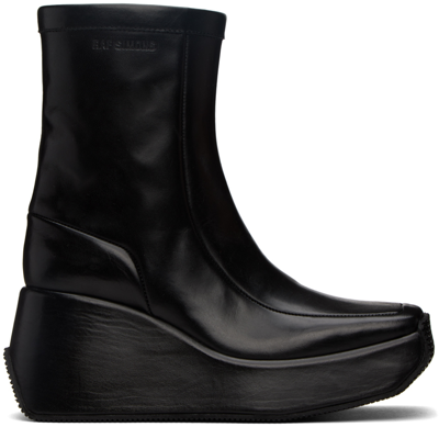 Shop Raf Simons Black Leather Ankle Boots In 0099 Black