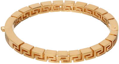 Shop Versace Gold Greca Bangle Bracelet In Kvo  Gold