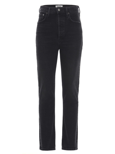 Shop Agolde Riley Panoramic Jeans In Black
