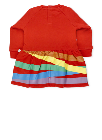 Shop Stella Mccartney Dress With Rainbow Face Print In Red