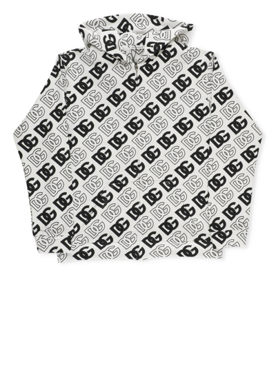 Shop Dolce & Gabbana Sweatshirt With Hood And Dg Logo In Logo Nero F.bco