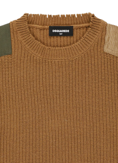 Shop Dsquared2 Sweater With Patch In Brown Lion