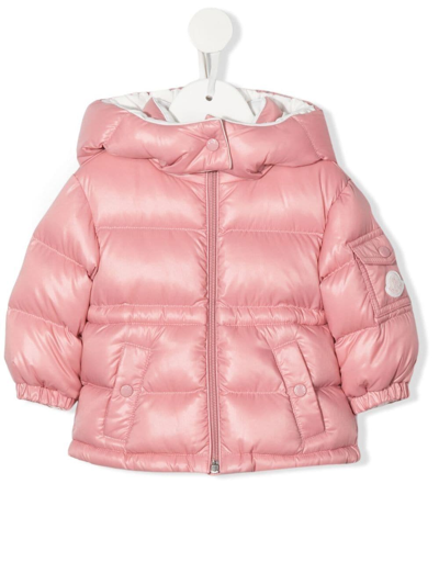 Moncler Babies' Pink Polyamide Feather Down Jacket In Rosa | ModeSens