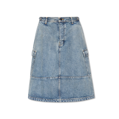Shop Balenciaga Oversize Denim Skirt In Blue