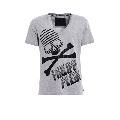 Shop Philipp Plein Cotton Logo T-shirt In Gray