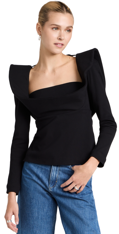 Shop Rosie Assoulin Charlie's Bib Long Sleeve Top