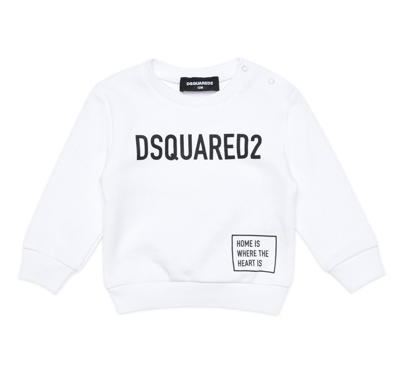 Shop Dsquared2 Kids Logo Printed Crewneck Sweatshirt In White