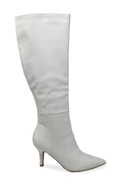 Chase & Chloe Chase And Chloe Pointed Toe Mid-calf Boot In White Pu