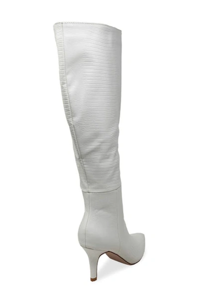 Chase & Chloe Chase And Chloe Pointed Toe Mid-calf Boot In White Pu