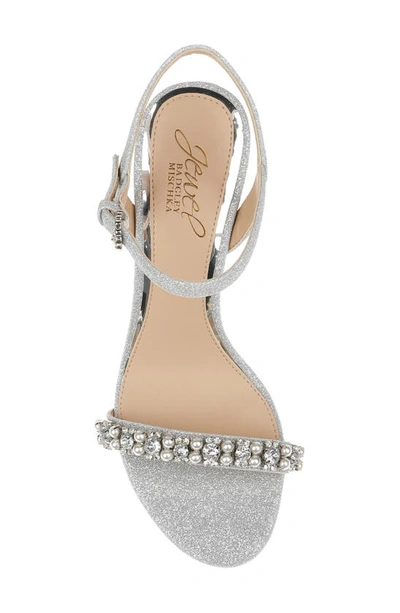 Jewel Badgley Mischka Dee Ankle Strap Sandal In Silver Glitter