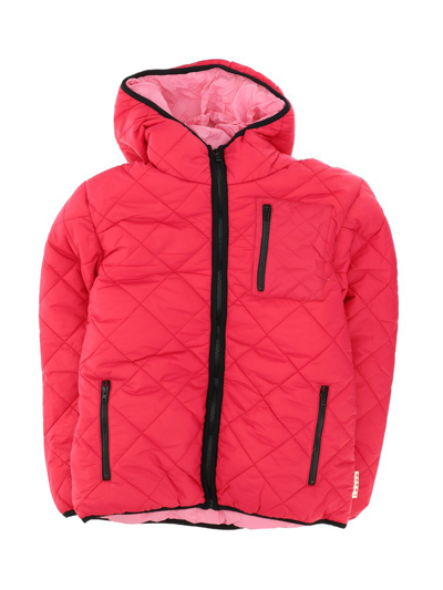 Shop Marni Kids Quilted Hooded Jacket In Pink