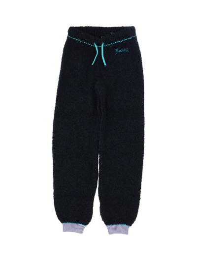 Shop Marni Kids Logo Embroidered Drawstring Pants In Black