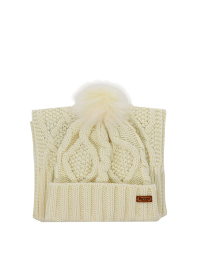 Shop Barbour Ridley Beanie And Scarf In Beige