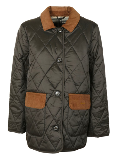 Shop Barbour Bragar Quilted Buttoned Jacket In Green