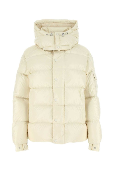 Shop Moncler Maya Logo Patch Padded Jacket In Beige