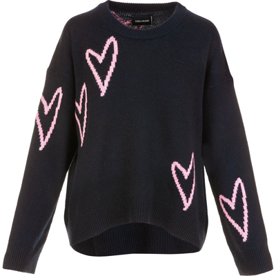 Shop Zadig & Voltaire Markus Heart Knitted Jumper In Black