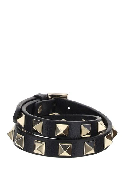 Shop Valentino Garavani Rockstud Bracelet In Black