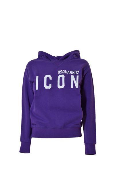 Shop Dsquared2 Kids Logo Printed Straight Hem Hoodie In Purple
