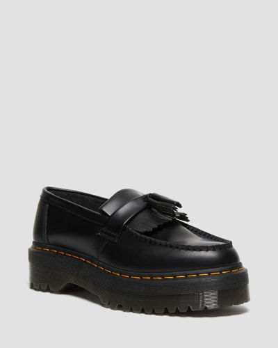 Dr. Martens' Adrian Leather Platform Tassel Loafers In Schwarz