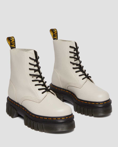 Shop Dr. Martens' Audrick Nappa Leather Platform Ankle Boots In Grau/creme