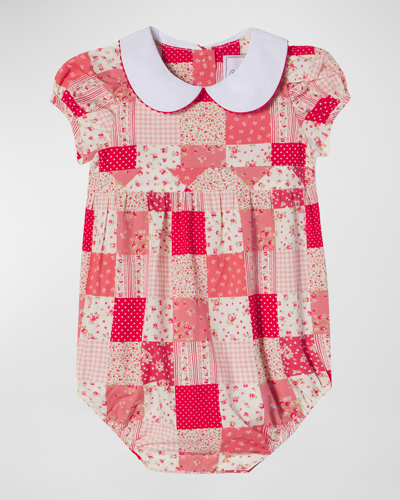 Shop Classic Prep Childrenswear Girl's Juniper Patchwork-print Bubble Romper In Love Patchwork Cr