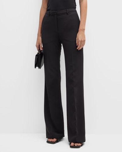 Shop Donna Karan Mid-rise Flare Tech Pants In Black