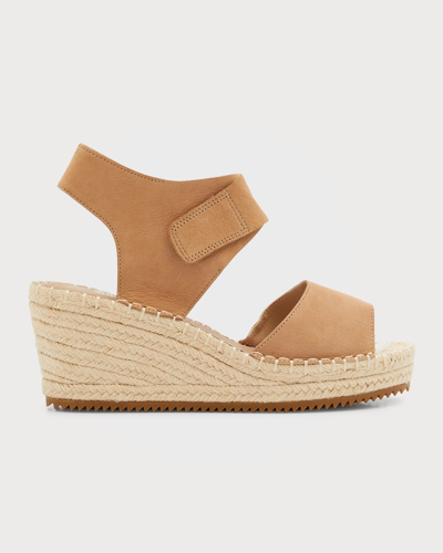 Shop Eileen Fisher Weslia Nubuck Wedge Espadrille Sandals In Latte