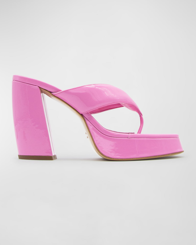 Gia Borghini Shiny Leather Sandal Platform Heel In Pink